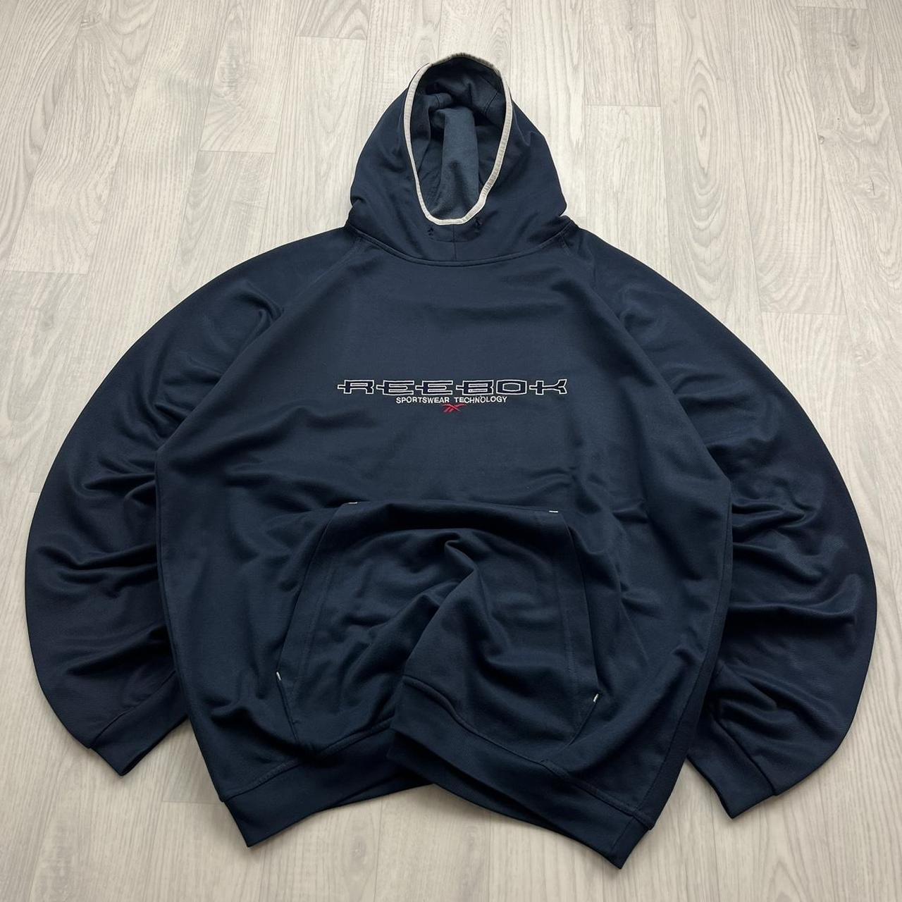 VINTAGE Y2K REEBOK SPELL OUT HOODIE NAVY