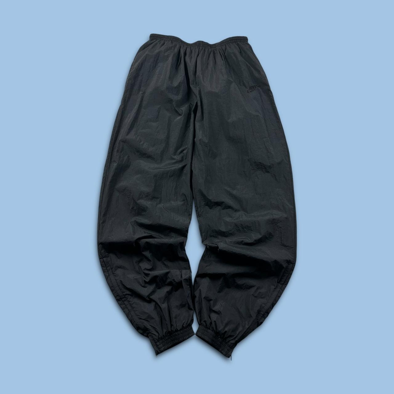 VINTAGE 90s NIKE BAGGY SHELL TRACKSUIT BOTTOMS BLACK