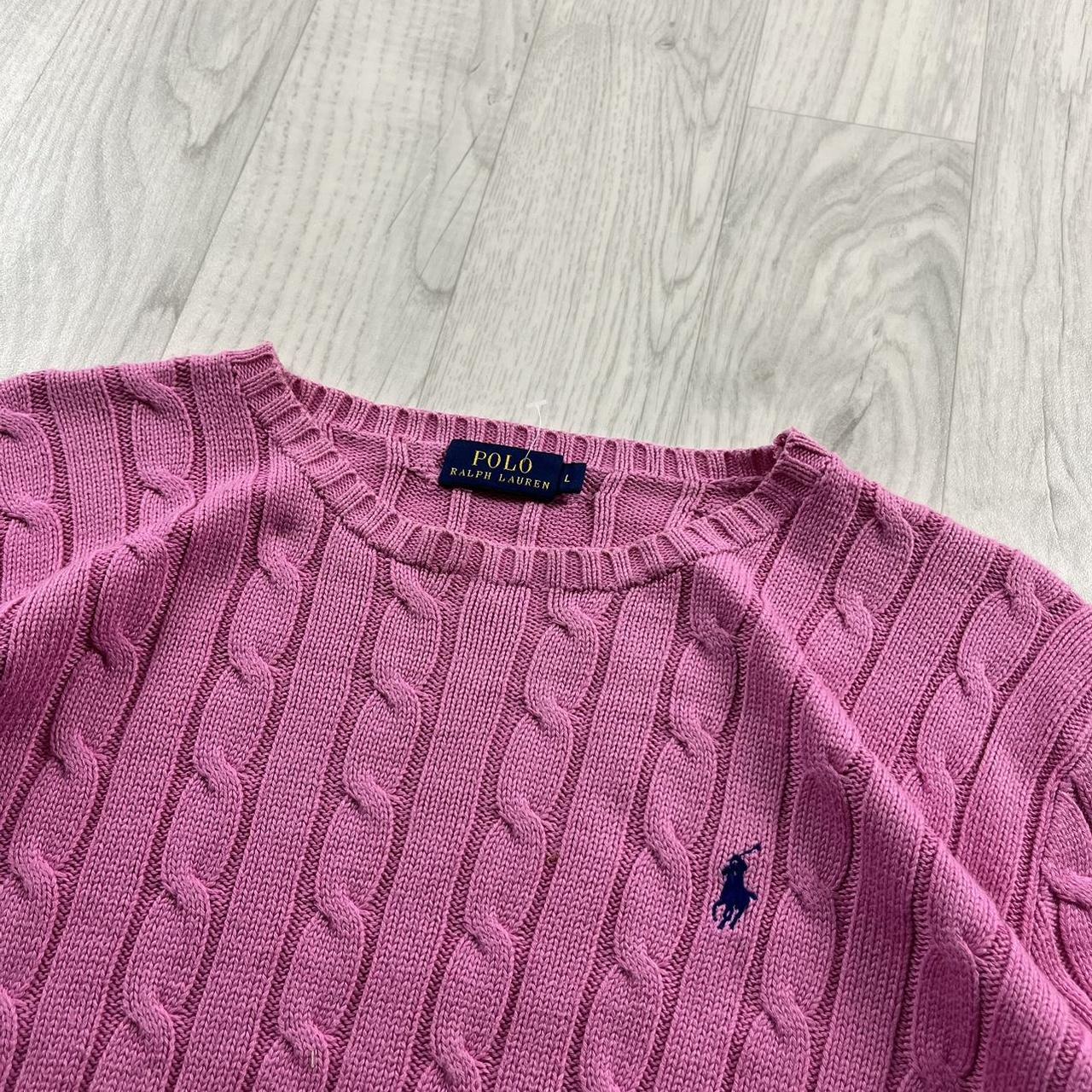 VINTAGE Y2K POLO RALPH LAUREN CHUNKY CABLE KNITTED JUMPER PINK