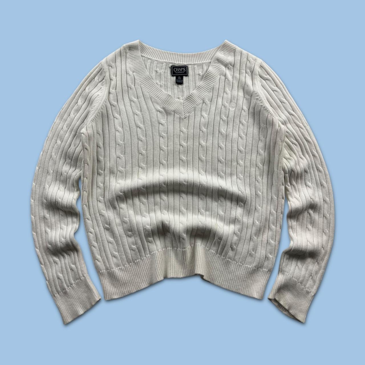VINTAGE Y2K CHAPS CHUNKY CABLE KNITTED JUMPER WHITE