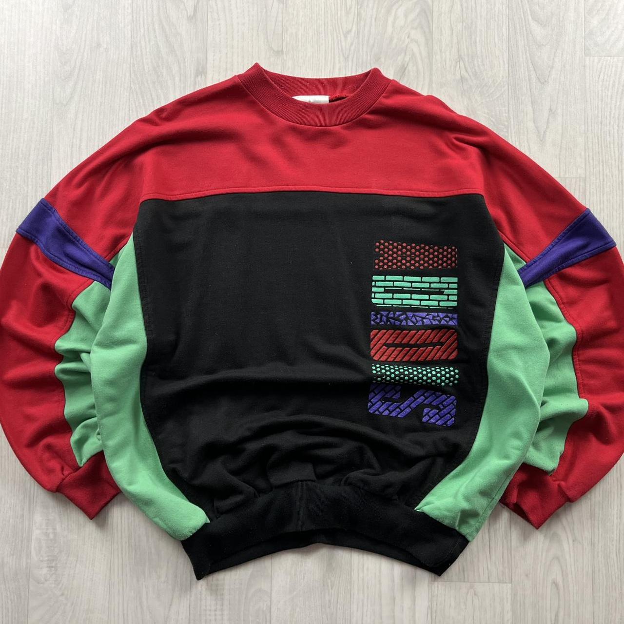 VINTAGE Y2K ADIDAS GRAPHIC FUNKY SWEATSHIRT BLACK RED