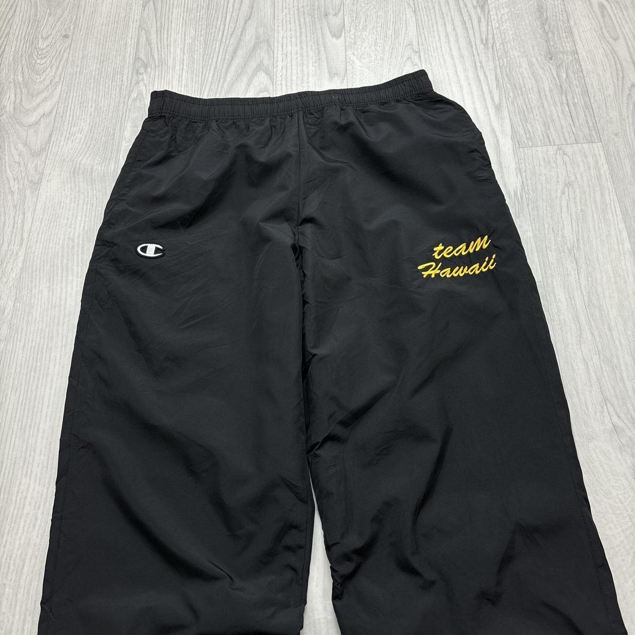 VINTAGE Y2K CHAMPION STRAIGHT LEG BAGGY TRACKSUIT BOTTOMS BLACK