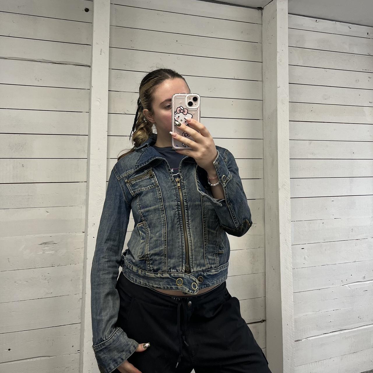 VINTAGE Y2K EMBROIDERED HIP HOP DENIM JACKET BLUE