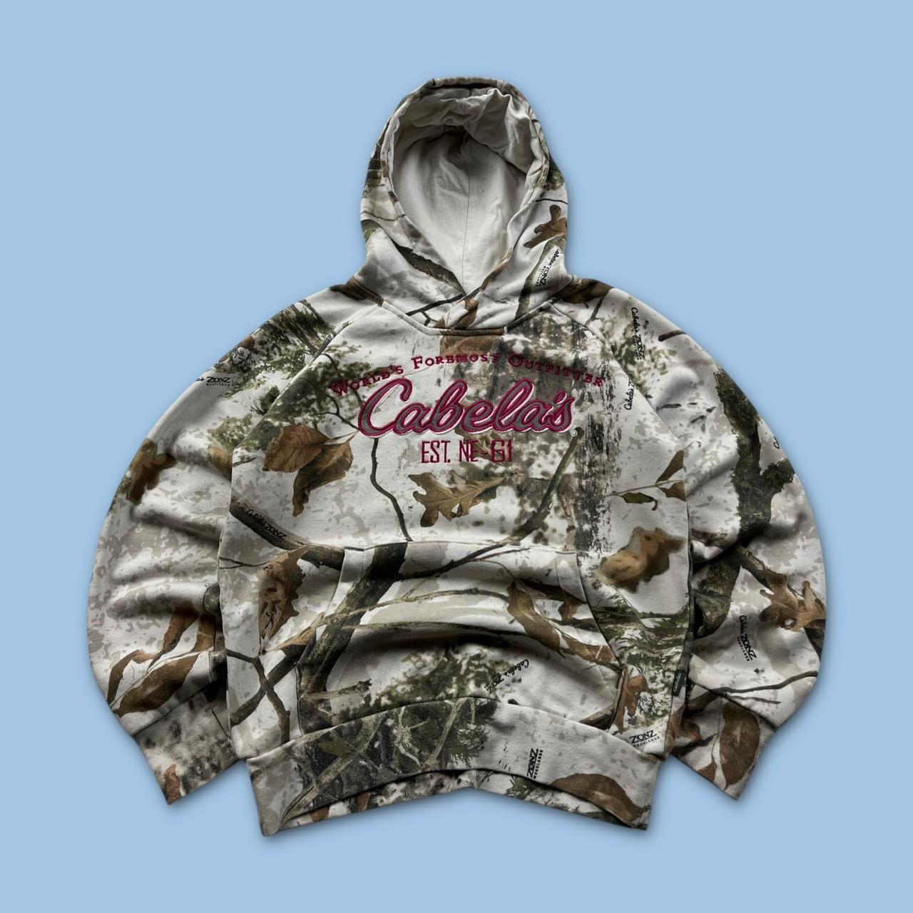 VINTAGE CABELAS REALTREE HOODIE CAMO WHITE PINK