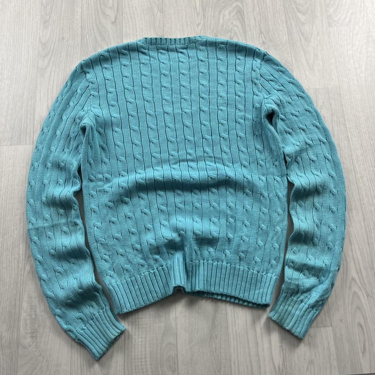 VINTAGE Y2K RALPH LAUREN CHUNKY CABLE KNITTED JUMPER TURQUOISE