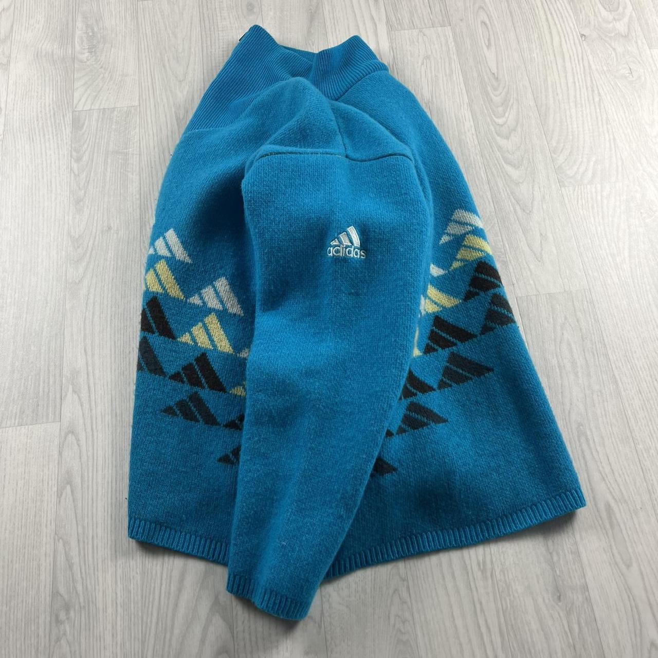 VINTAGE Y2K ADIDAS CHUNKY KNITTED JUMPER BLUE (L)