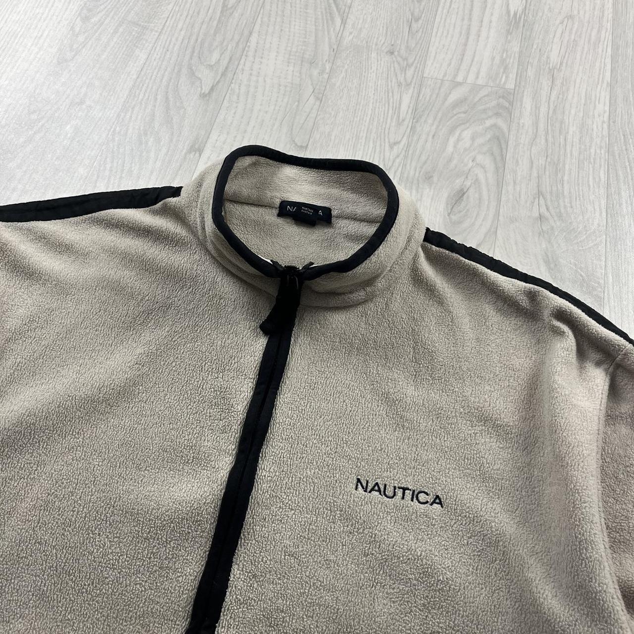VINTAGE Y2K NAUTICA ZIP UP FLEECE CREAM BLACK