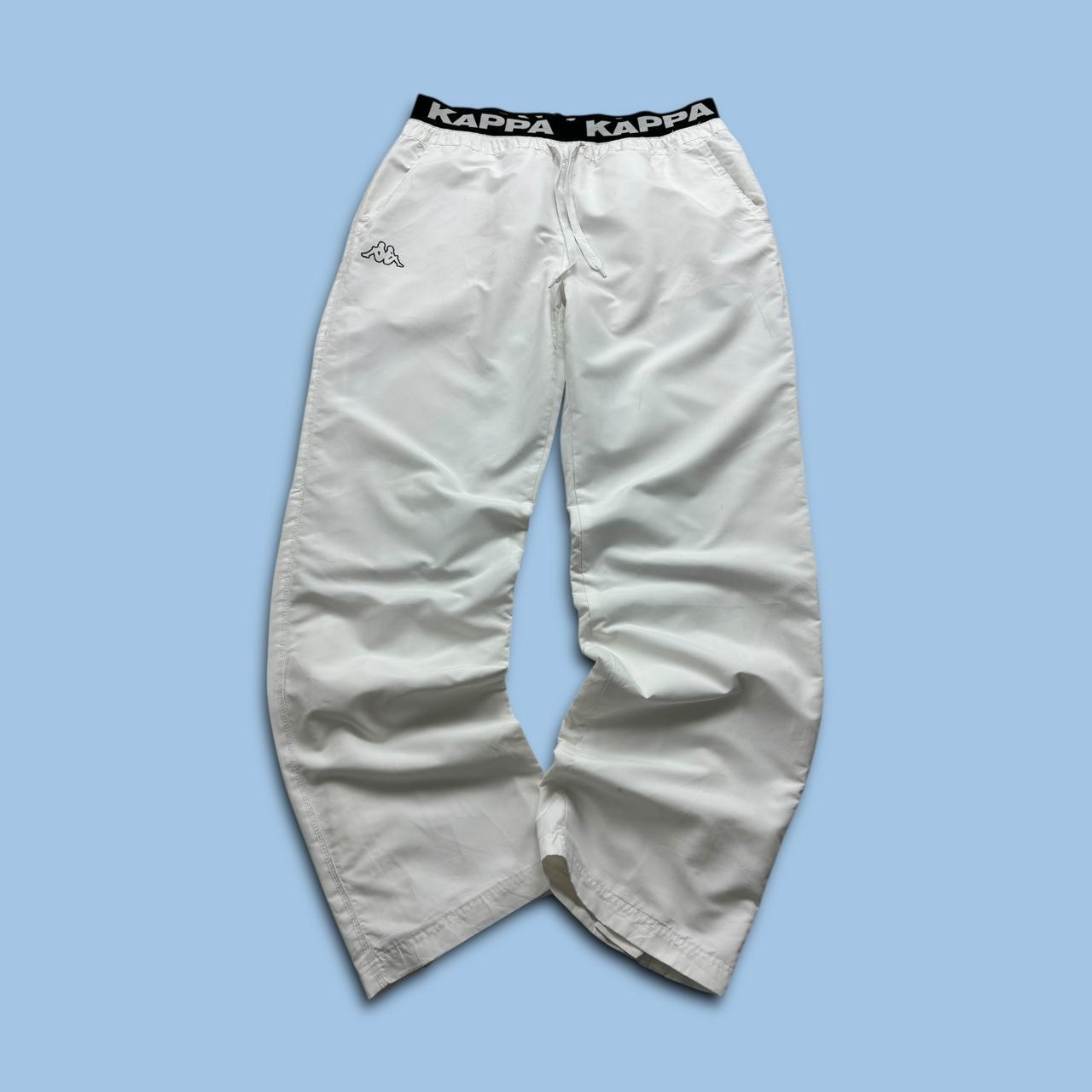 VINTAGE Y2K KAPPA BAGGY TRACKSUIT BOTTOMS WHITE