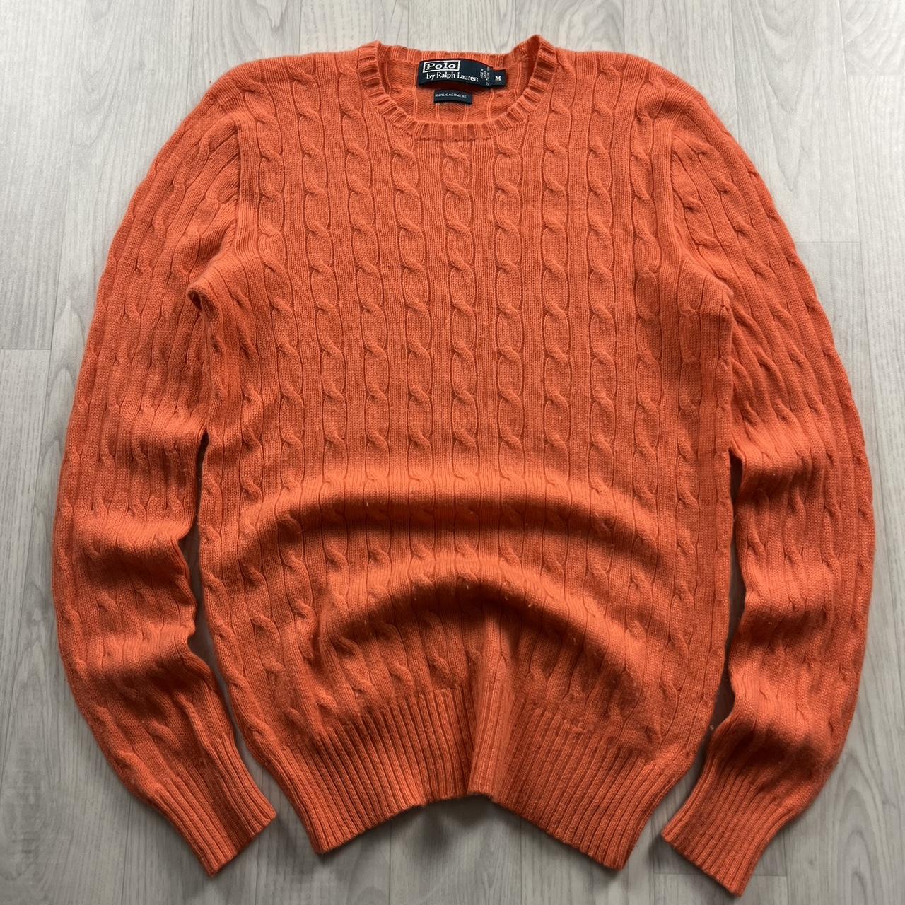VINTAGE Y2K POLO RALPH LAUREN CHUNKY CASHMERE CABLE KNITTED JUMPER ORANGE