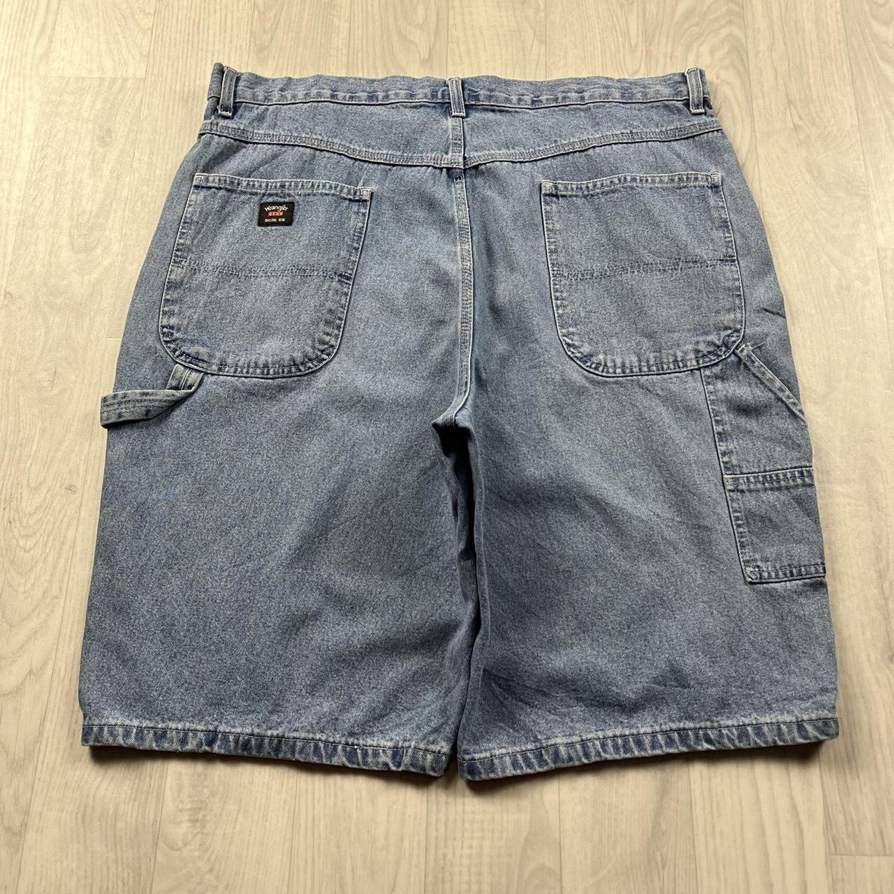 VINTAGE 00s WRANGLER BAGGY LOOSE CARPENTER JORTS BLUE