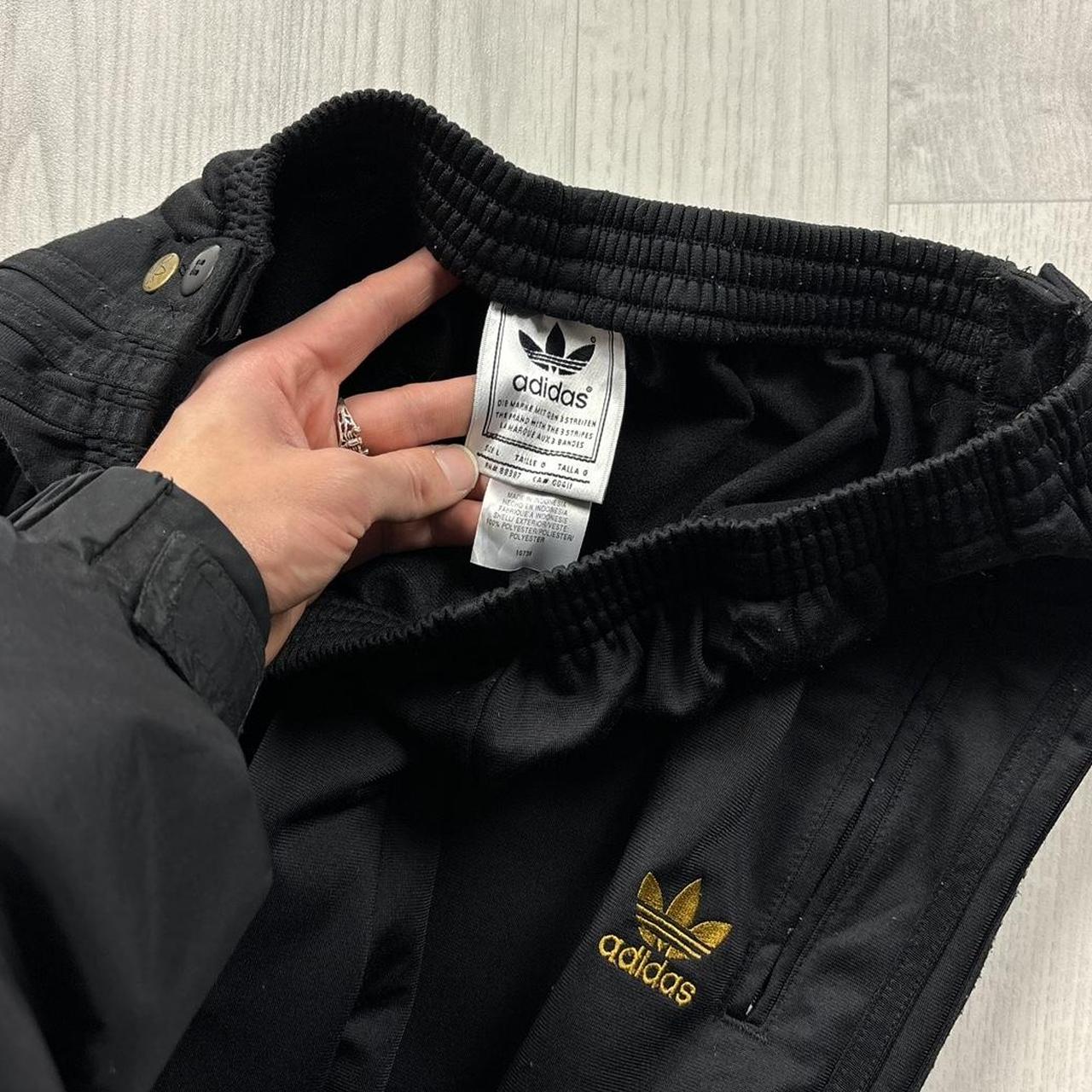 VINTAGE 90s ADIDAS BAGGY POPPER TRACKSUIT BOTTOMS BLACK