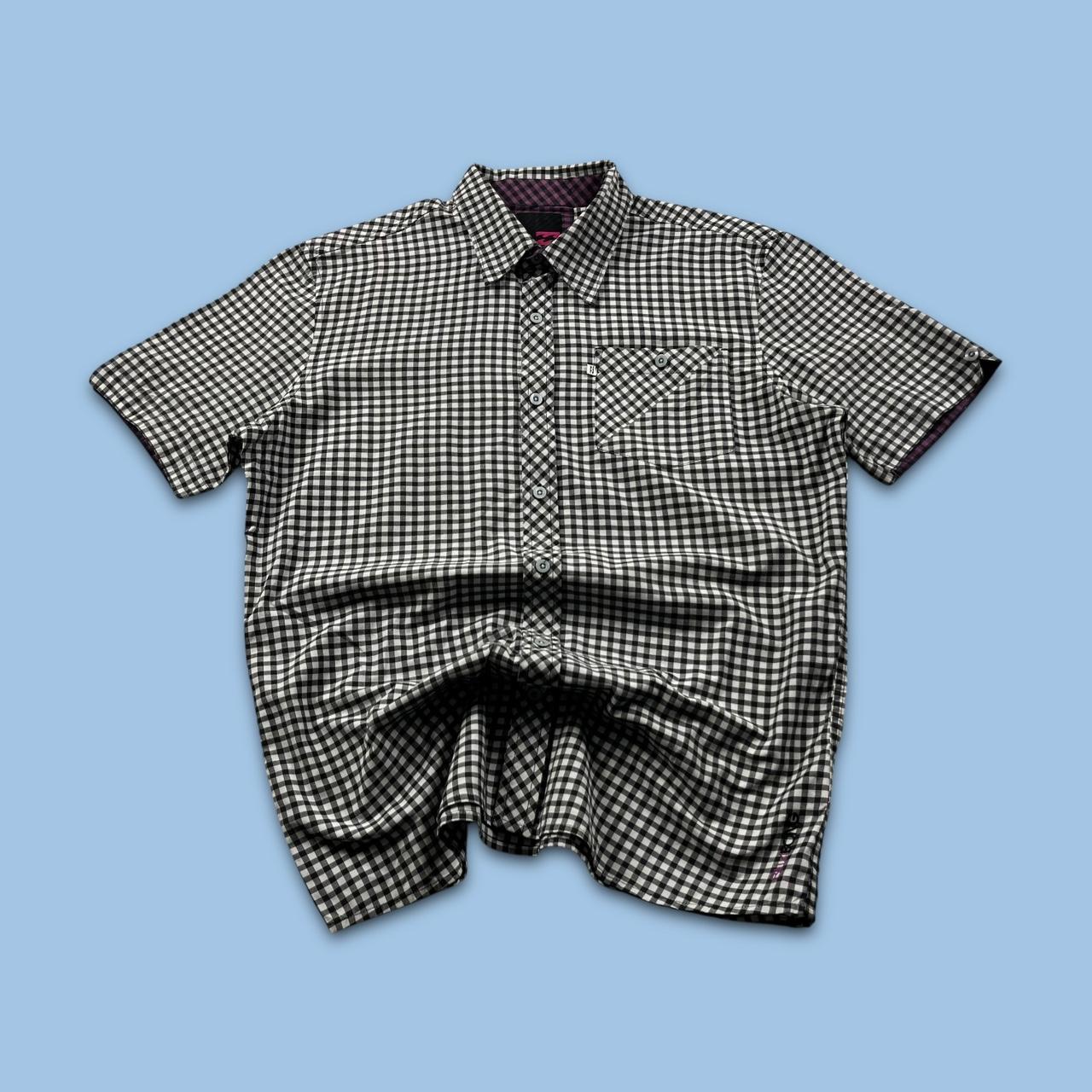 VINTAGE Y2K BILLABONG GINGHAM SHORT SLEEVE SHIRT BLACK WHITE