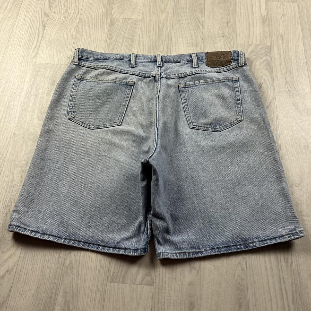 VINTAGE 00s WRANGLER BAGGY LOOSE CARPENTER JORTS BLUE