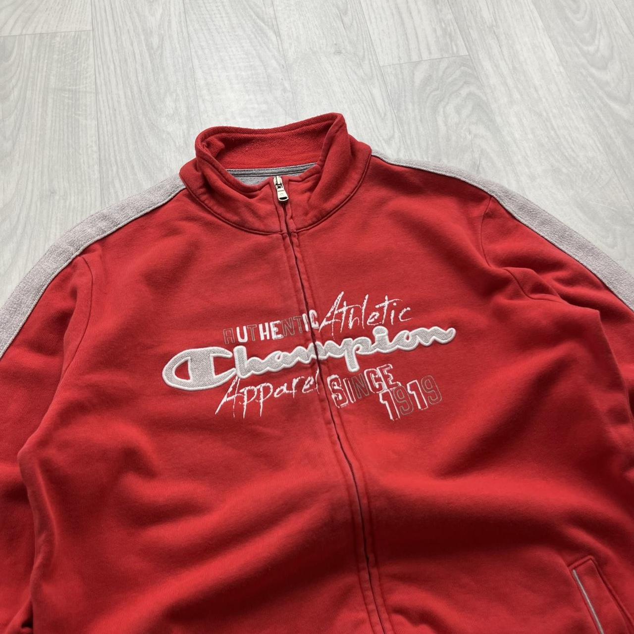 VINTAGE Y2K CHAMPION GRAPHIC ZIP SWEATSHIRT RED