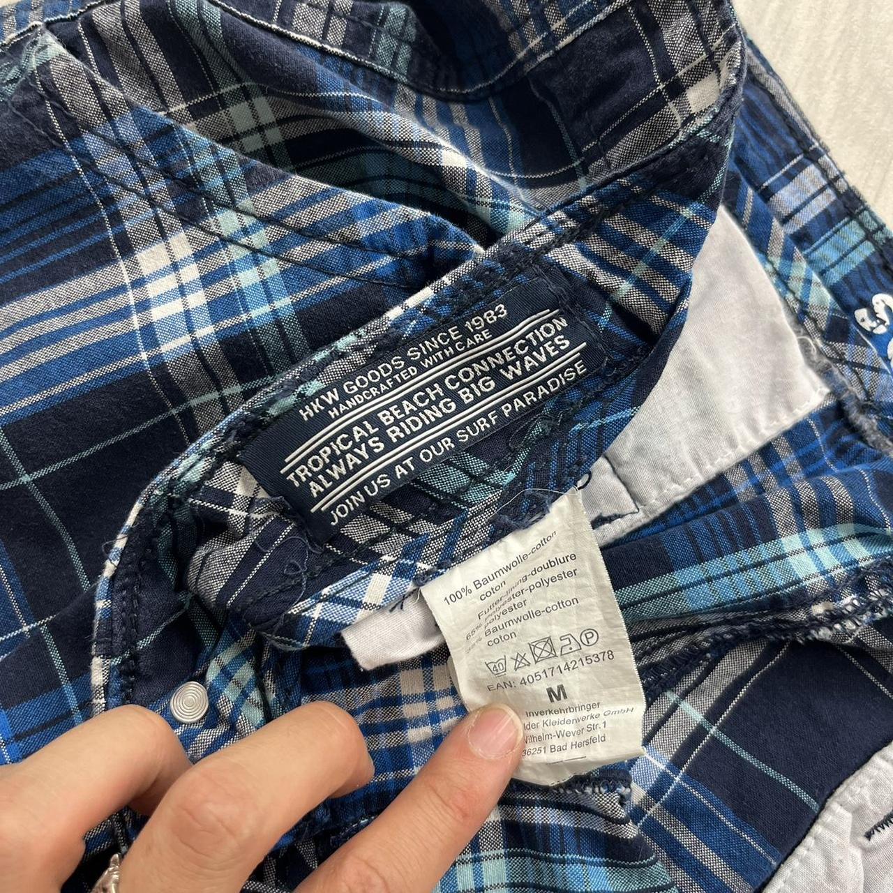 VINTAGE Y2K BAGGY CHECKERED PLAID SHORTS NAVY BLUE