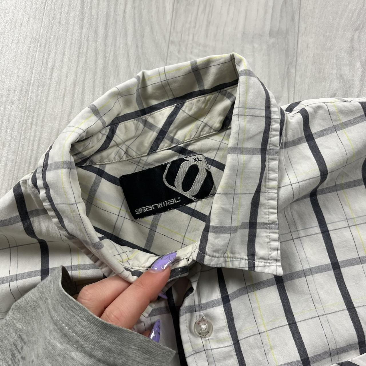 VINTAGE Y2K ANIMAL CHECKERED SHORT SLEEVE SHIRT WHITE