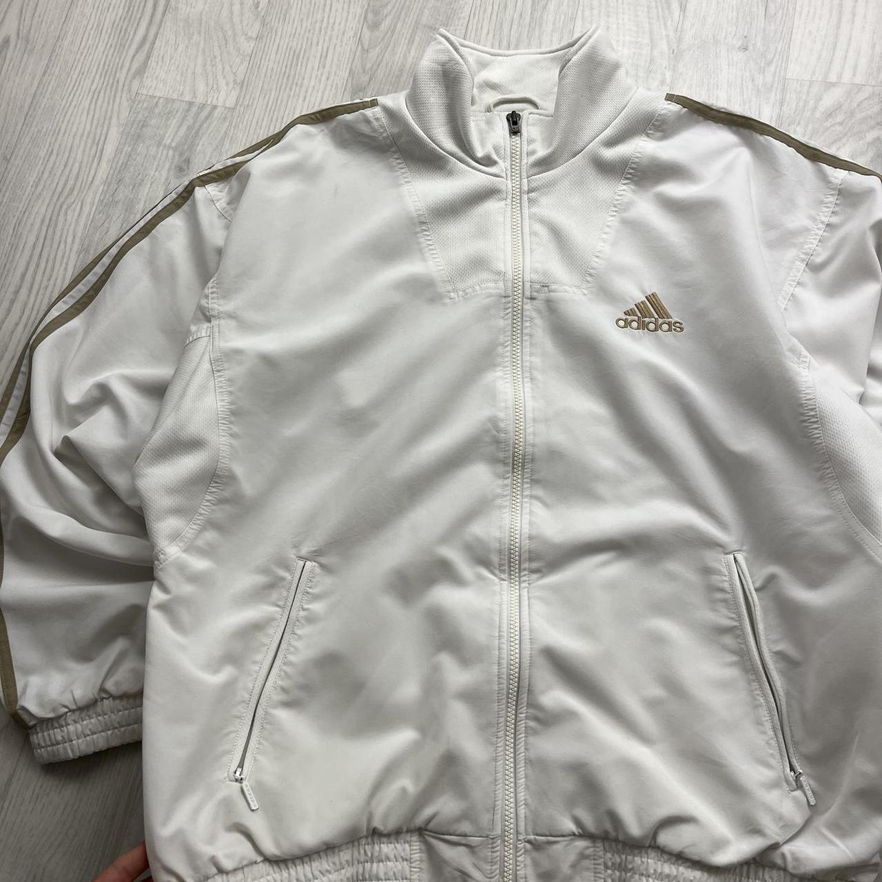VINTAGE 90s ADIDAS BOXY WINDBREAKER TRACKSUIT JACKET WHITE