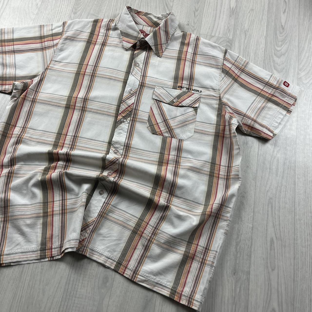 VINTAGE Y2K ANIMAL CHECKERED SHORT SLEEVE SHIRT CREAM MULTI
