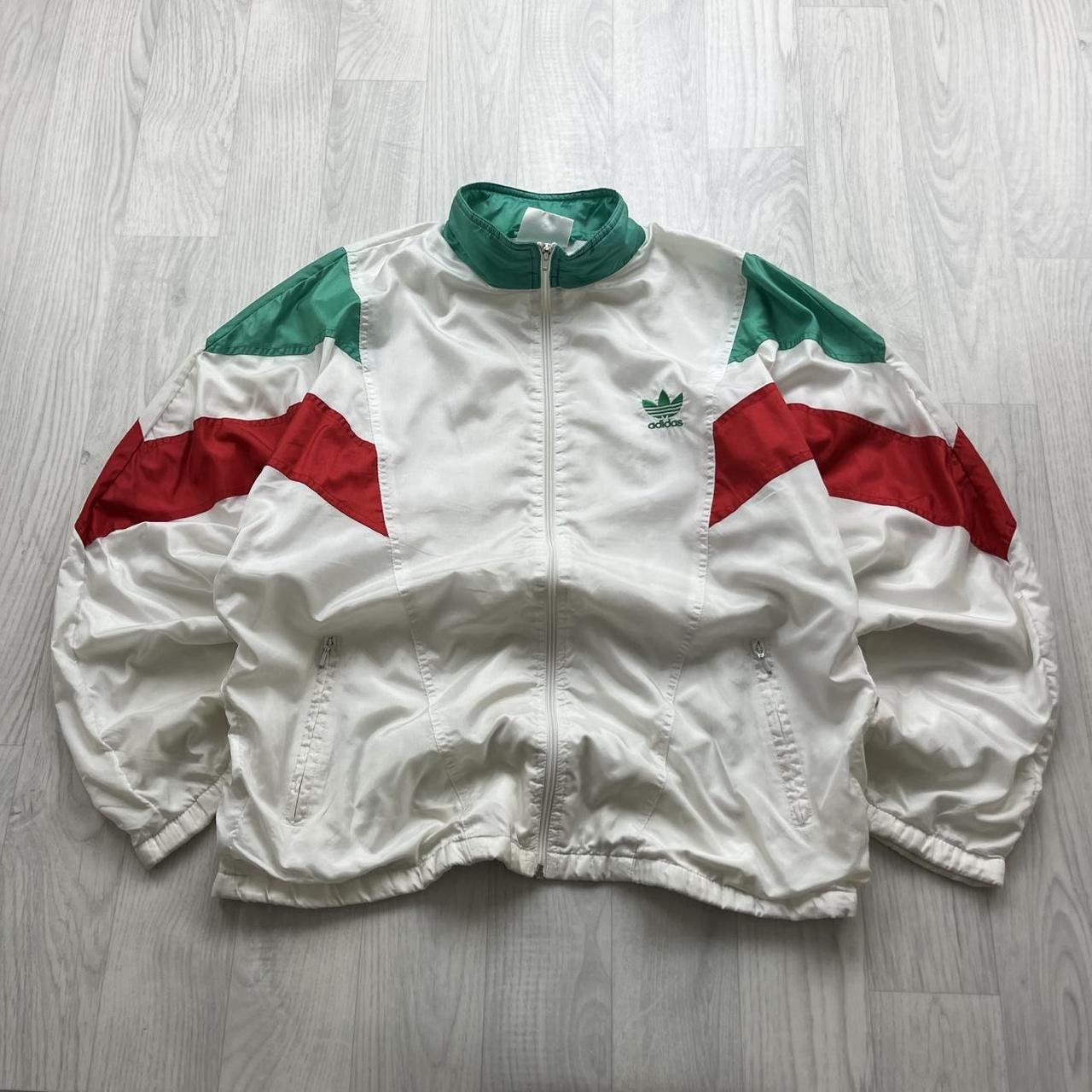 VINTAGE 90s ADIDAS PANELLED WINDBREAKER TRACK JACKET WHITE