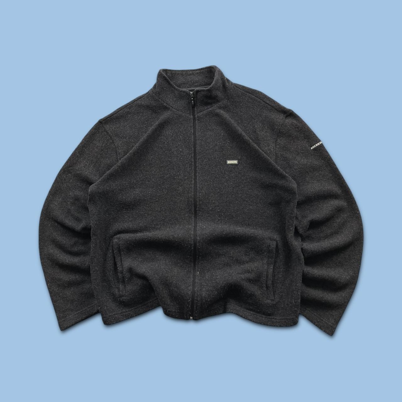 VINTAGE Y2K KICKERS CHUNKY QUARTER ZIP KNITTED JUMPER GREY (XL)