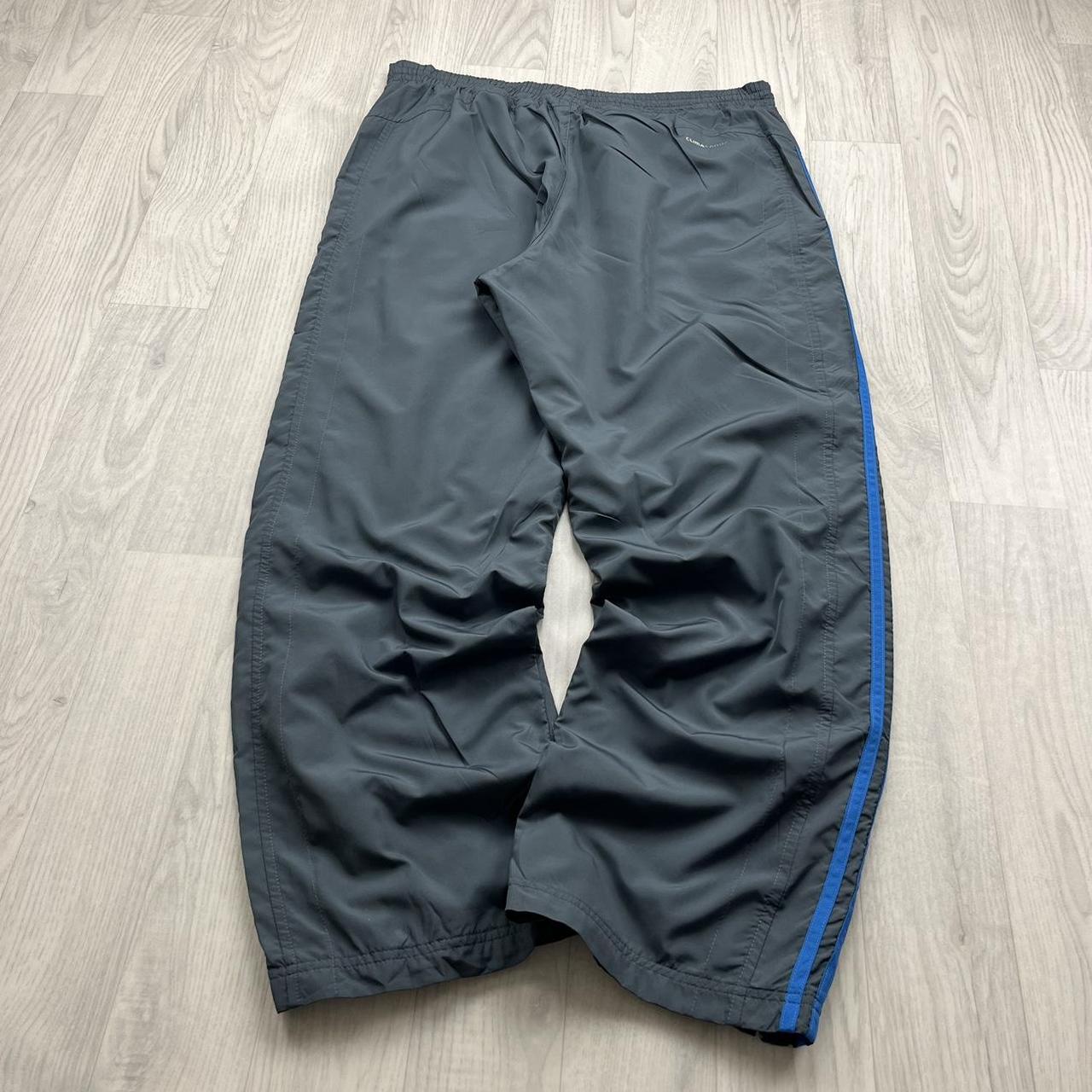 VINTAGE Y2K ADIDAS SIDE STRIPE BAGGY TRACKSUIT BOTTOMS GREY BLUE