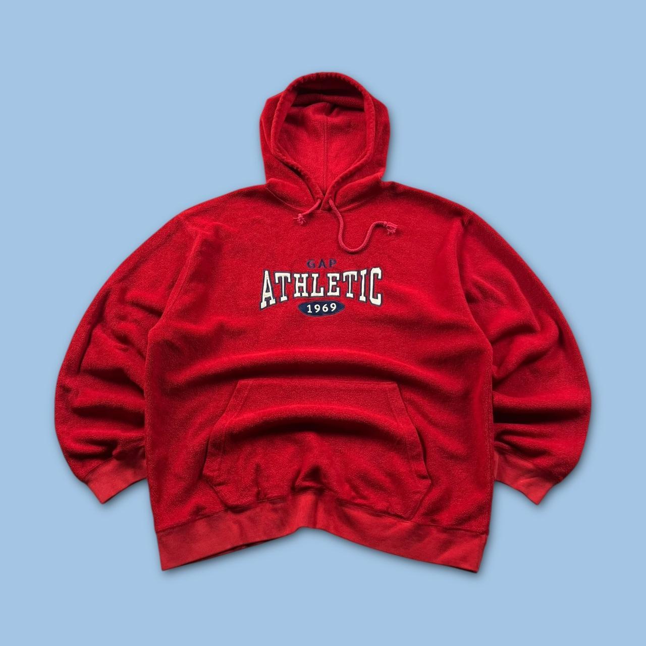 VINTAGE Y2K GAP SPELL OUT FLEECE HOODIE RED