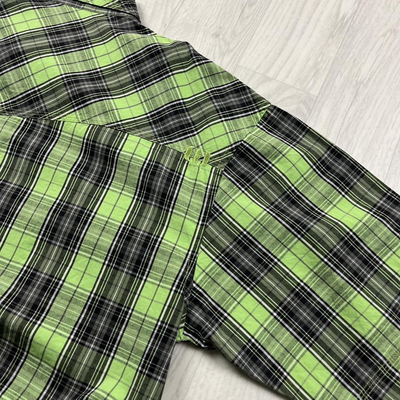 VINTAGE Y2K ANIMAL CHECKERED SHORT SLEEVE SHIRT GREEN