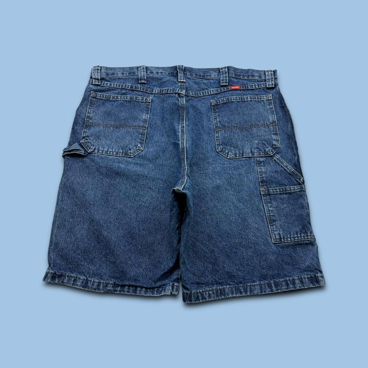 VINTAGE 00s WRANGLER BAGGY LOOSE CARPENTER JORTS BLUE