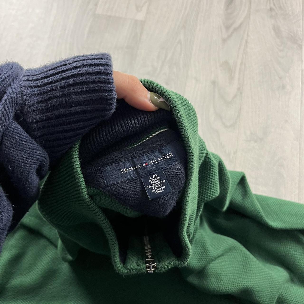 VINTAGE Y2K TOMMY HILFIGER QUARTER ZIP KNITTED JUMPER GREEN