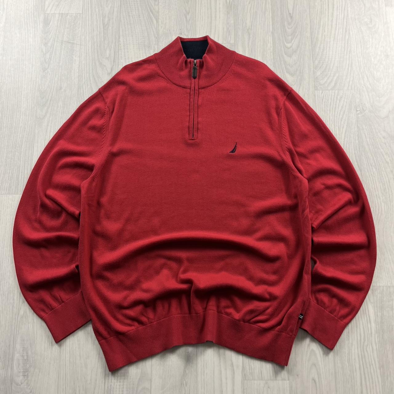 VINTAGE Y2K NAUTICA QUARTER ZIP KNITTED JUMPER RED