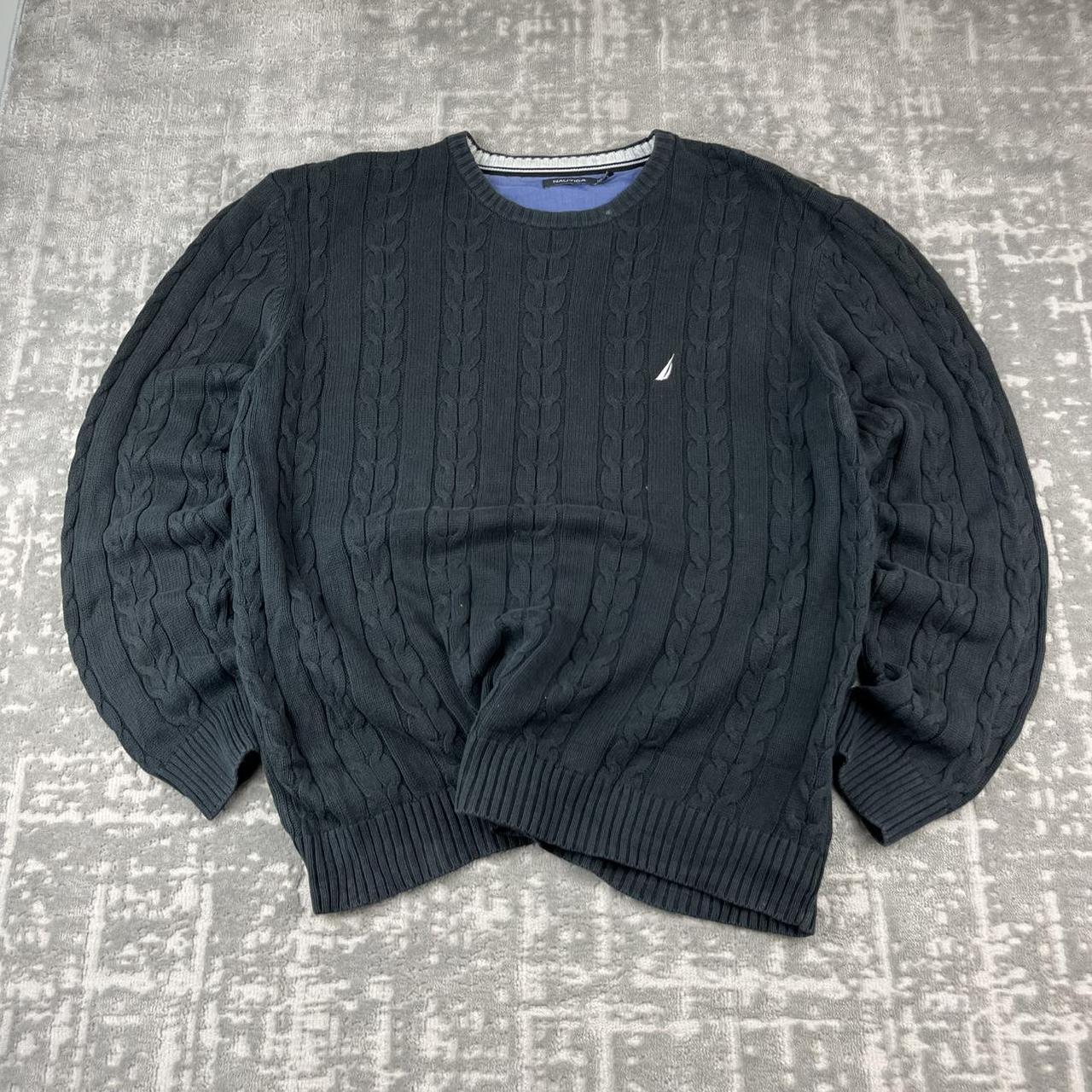 VINTAGE Y2K NAUTICA CHUNKY CABLE ESSENTIAL KNITTED JUMPER BLACK