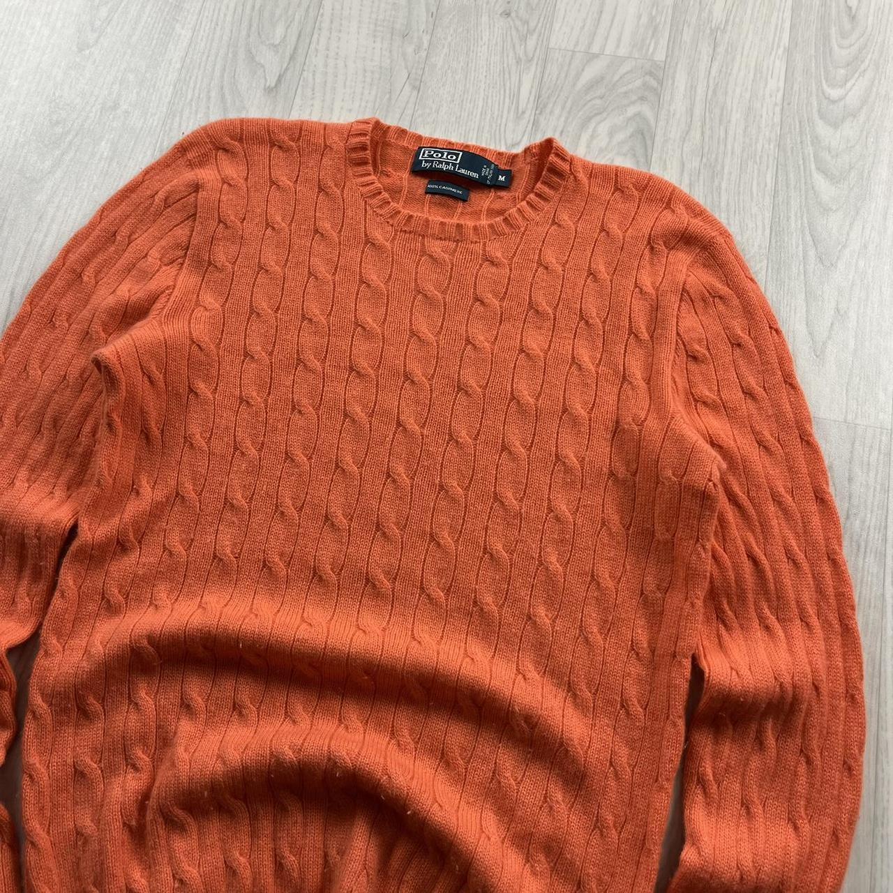 VINTAGE Y2K POLO RALPH LAUREN CHUNKY CASHMERE CABLE KNITTED JUMPER ORANGE