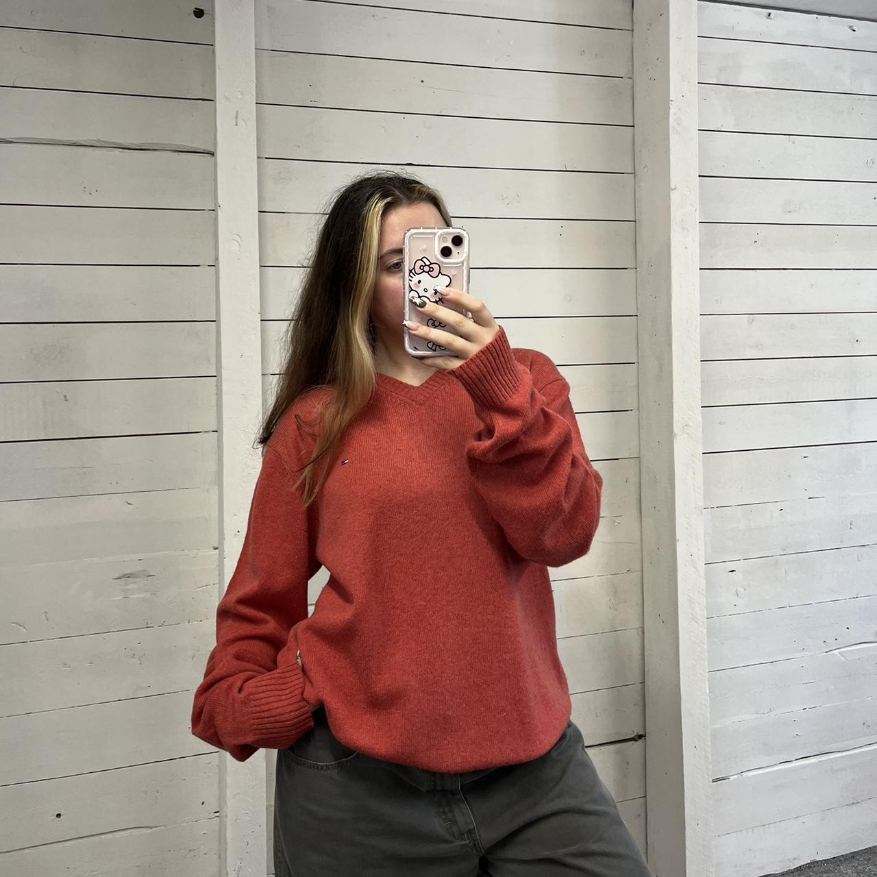 VINTAGE Y2K TOMMY HILFIGER CHUNKY KNITTED JUMPER RED