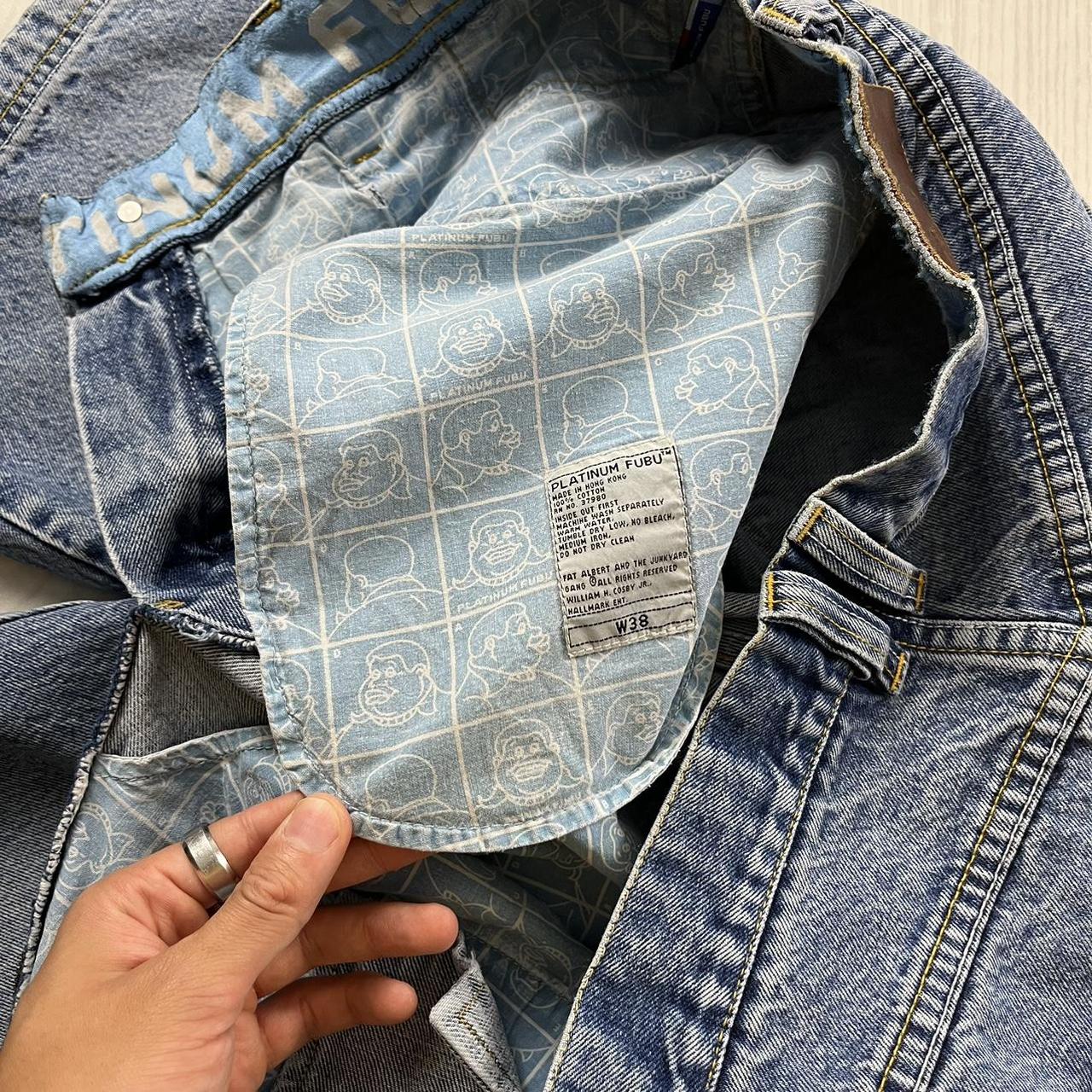 VINTAGE PLATINUM FUBU BAGGY LOOSE SKATER HIP HOP JORTS BLUE (36w)