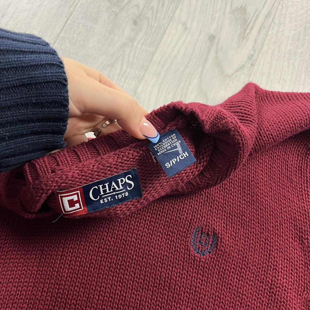 VINTAGE Y2K CHAPS CHUNKY KNITTED JUMPER BURGUNDY