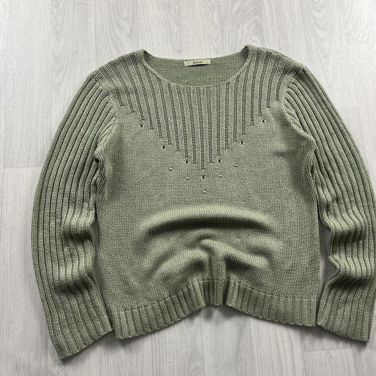 VINTAGE Y2K BURTON CHUNKY RIBBED KNITTED JUMPER GREEN