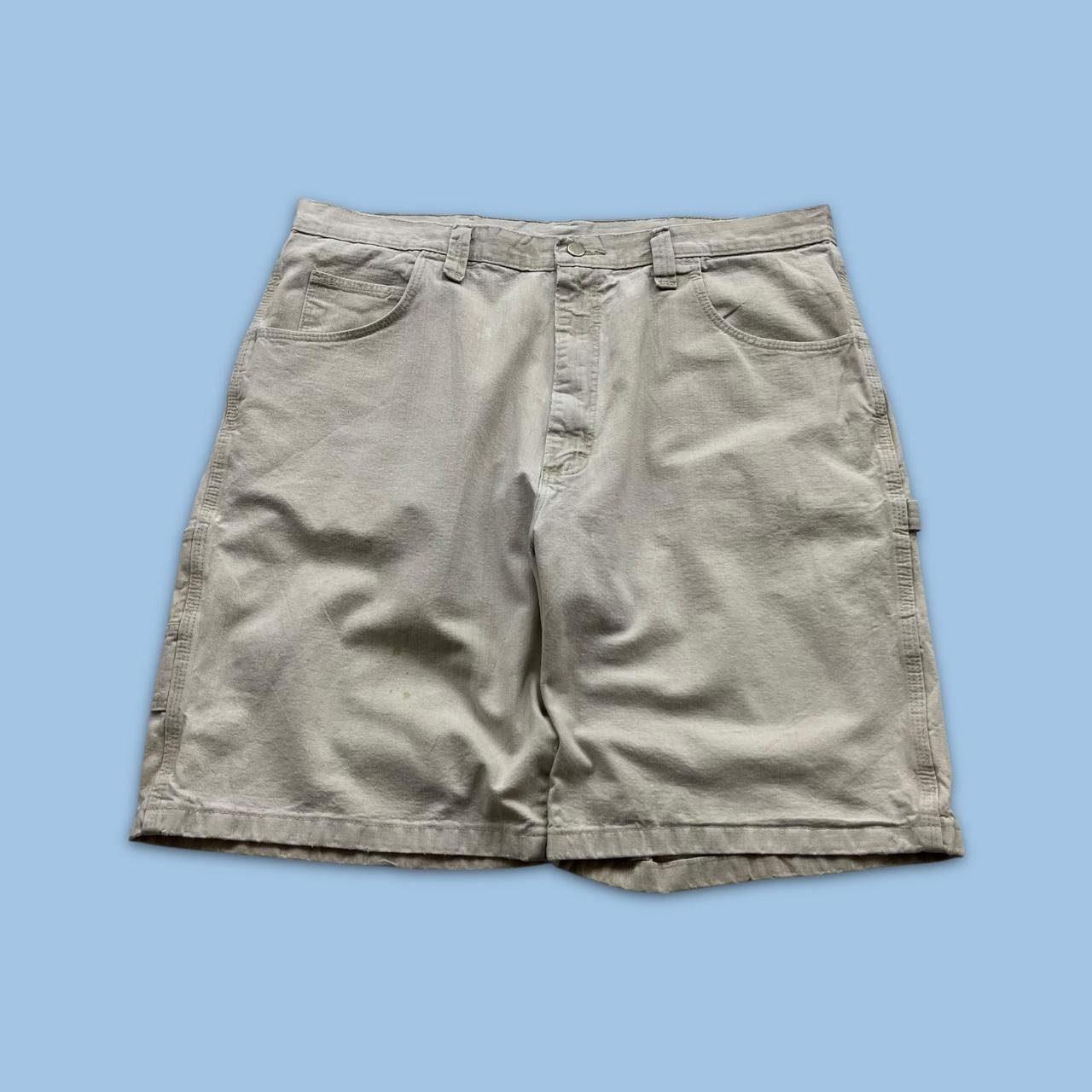 VINTAGE 00s WRANGLER BAGGY LOOSE CARPENTER JORTS CREAM