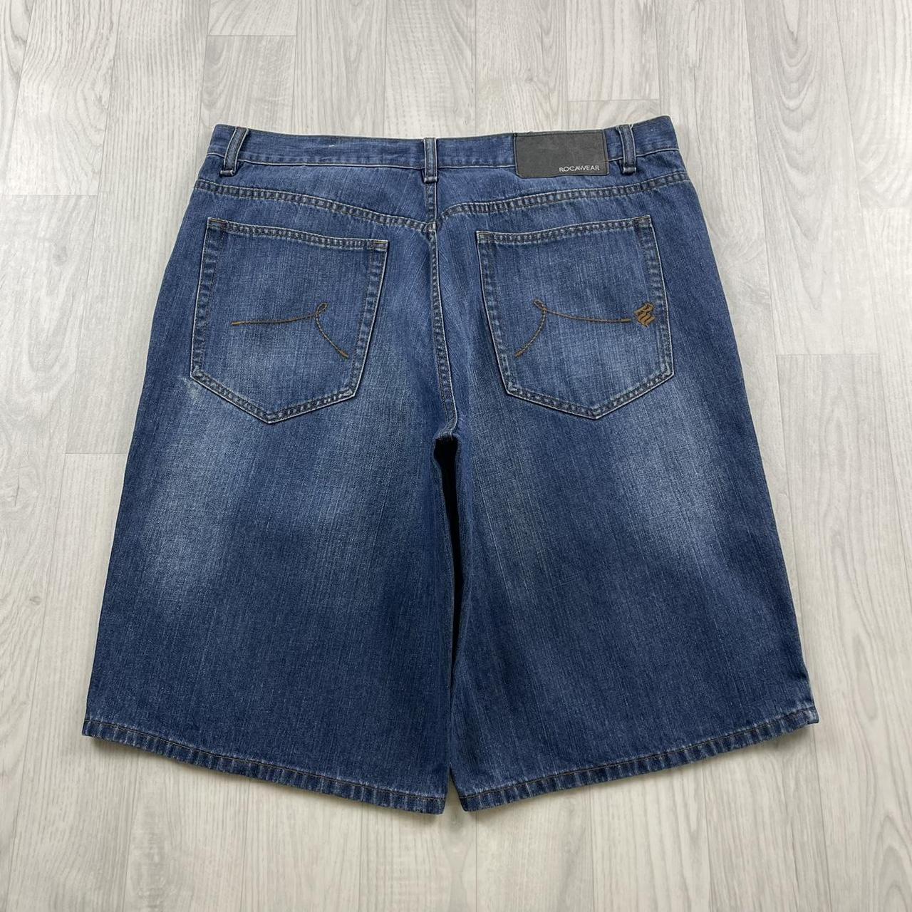 VINTAGE ROCAWEAR BAGGY LOOSE HIP HOP JORTS NAVY BLUE (38w)