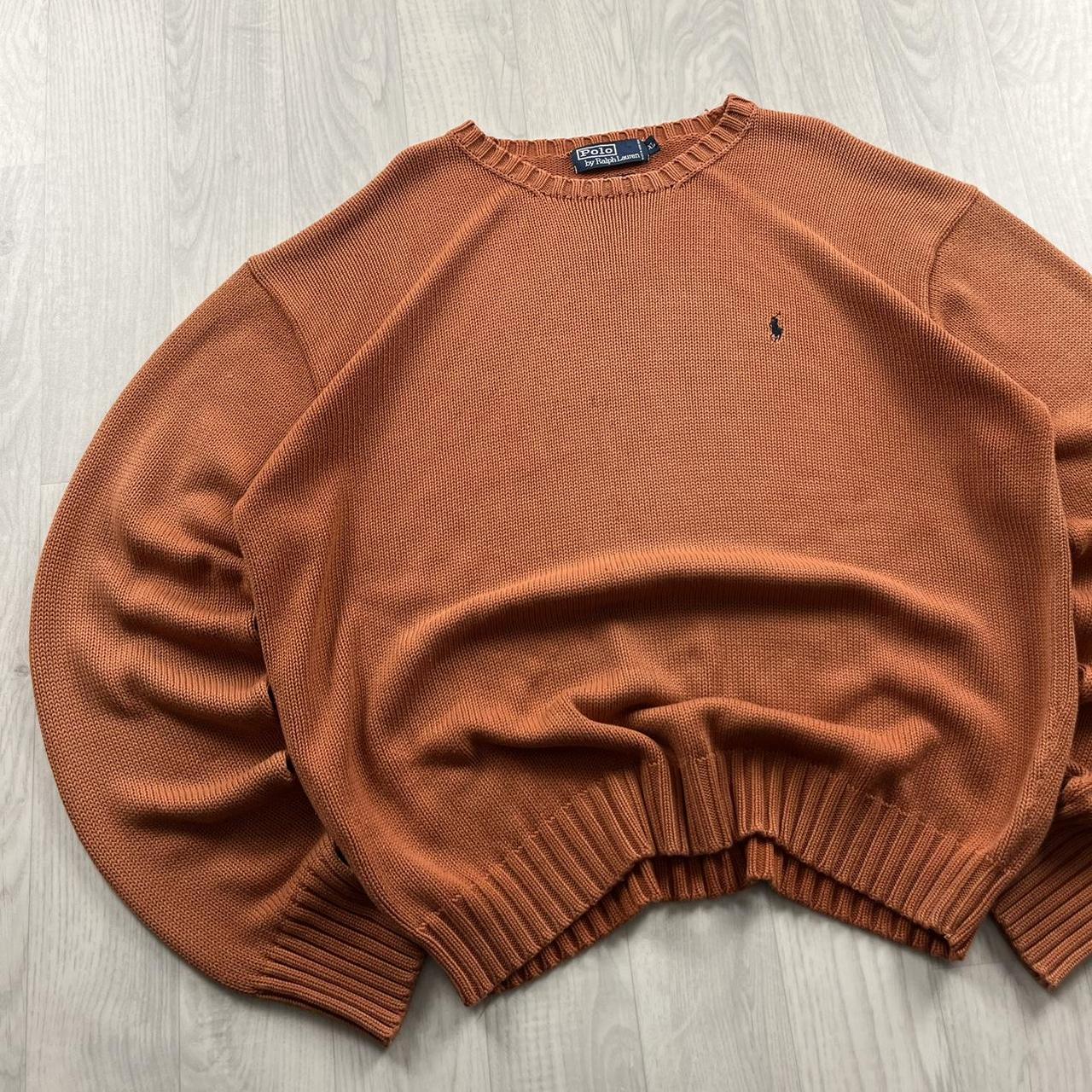 VINTAGE Y2K POLO RALPH LAUREN CHUNKY KNITTED JUMPER ORANGE