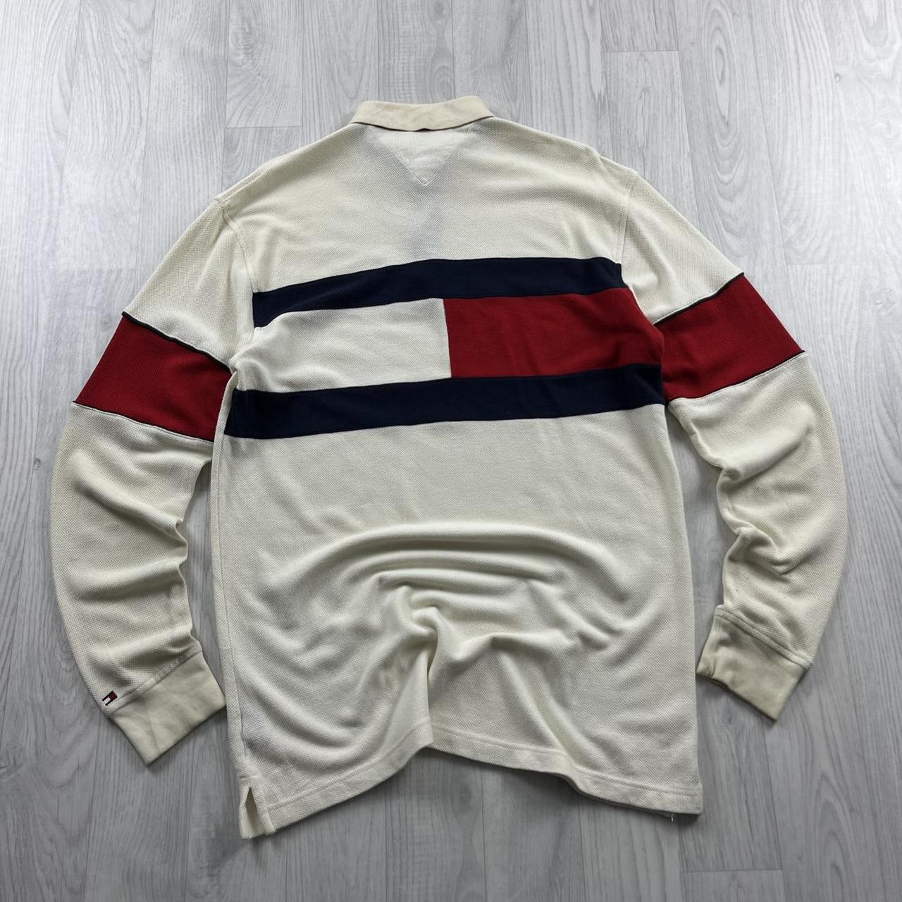 VINTAGE Y2K TOMMY HILFIGER KNITTED POLO JUMPER CREAM
