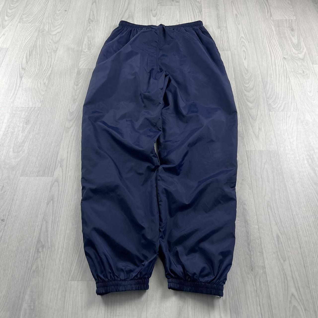 VINTAGE 90s ADIDAS SHELL BAGGY TRACKSUIT BOTTOMS NAVY (L)