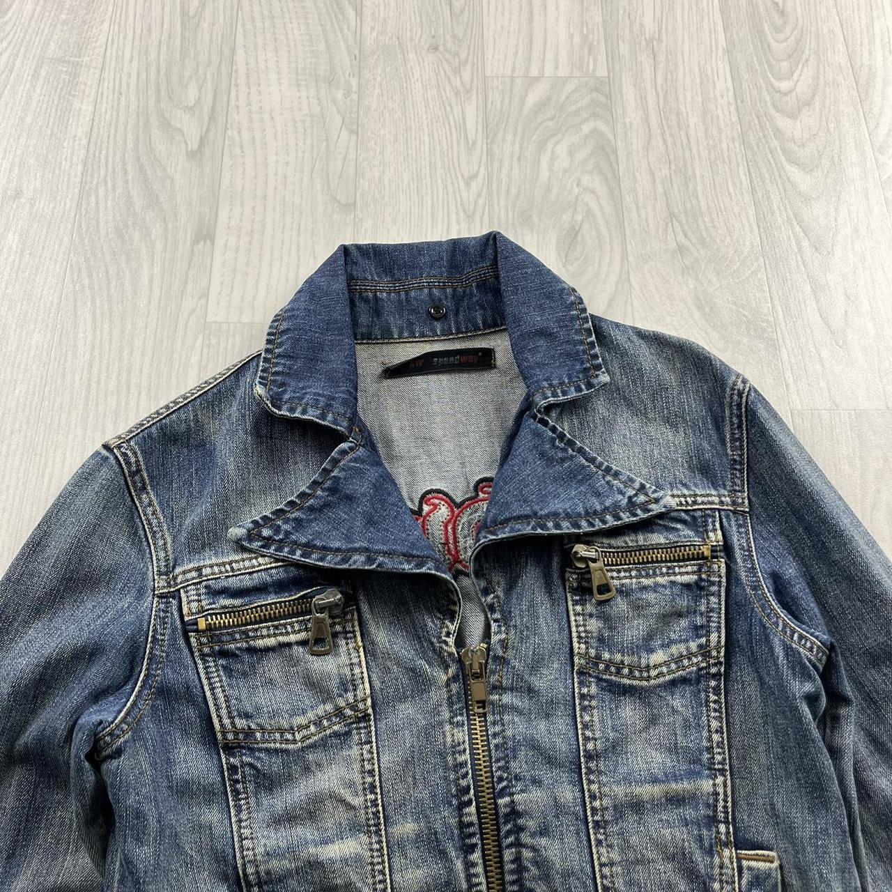 VINTAGE Y2K EMBROIDERED HIP HOP DENIM JACKET BLUE