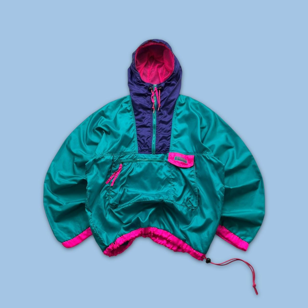 VINTAGE Y2K COLUMBIA QUARTER ZIP HOODED WINDBREAKER TRACK JACKET