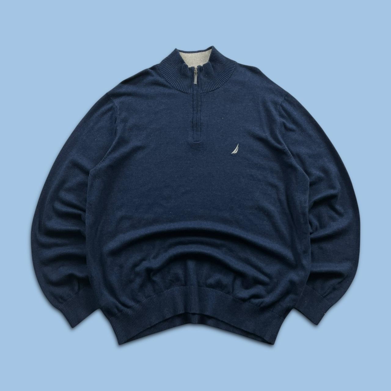 VINTAGE Y2K NAUTICA QUARTER ZIP KNITTED JUMPER NAVY