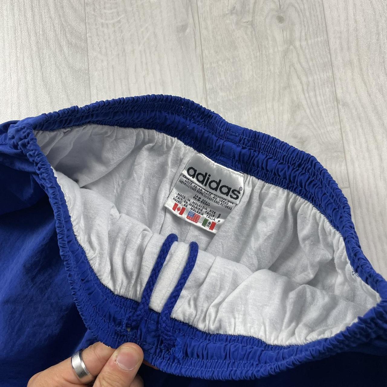 VINTAGE 90s ADIDAS BAGGY SHELL TRACKSUIT BOTTOMS BLUE (S)