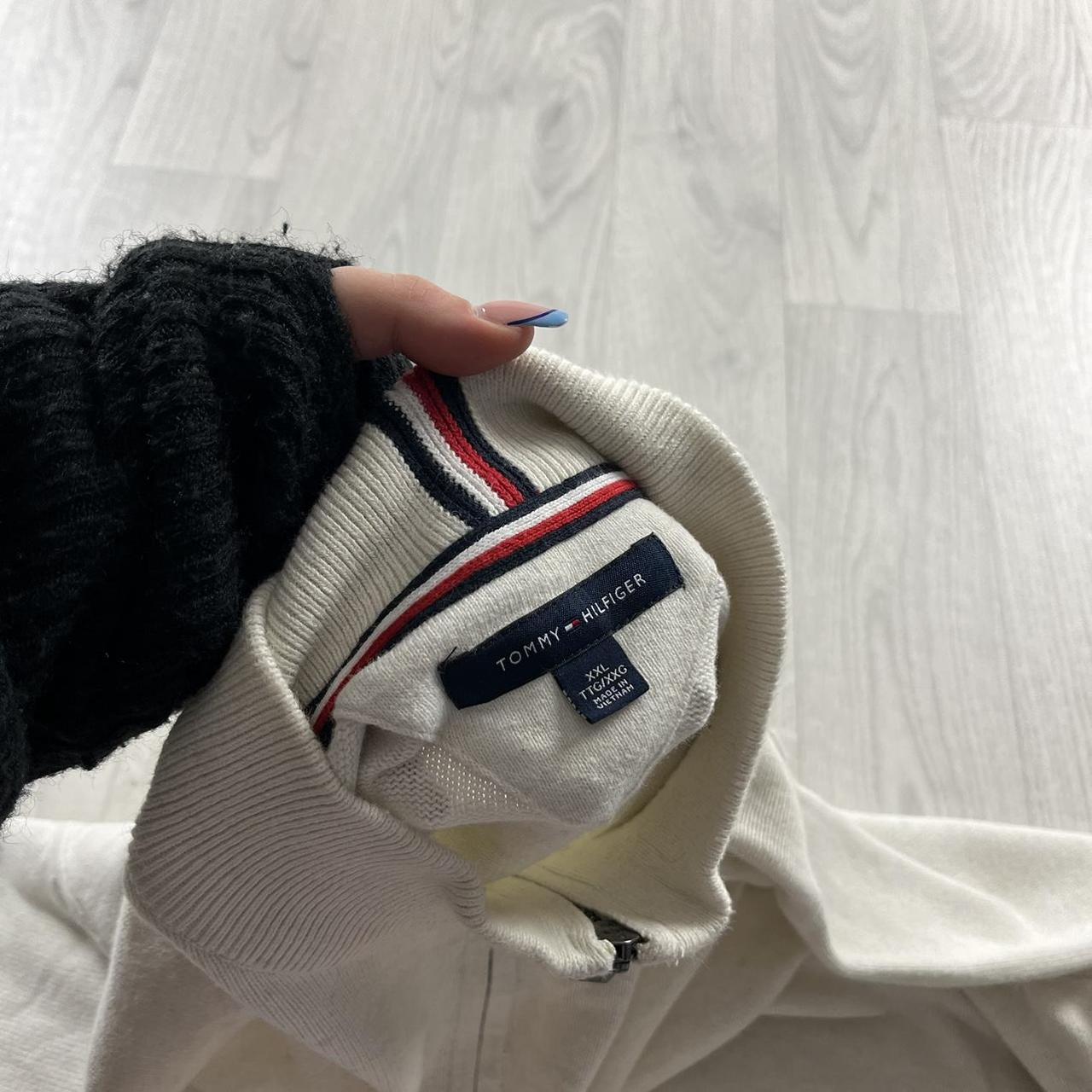 VINTAGE Y2K TOMMY HILFIGER QUARTER ZIP KNITTED JUMPER CREAM
