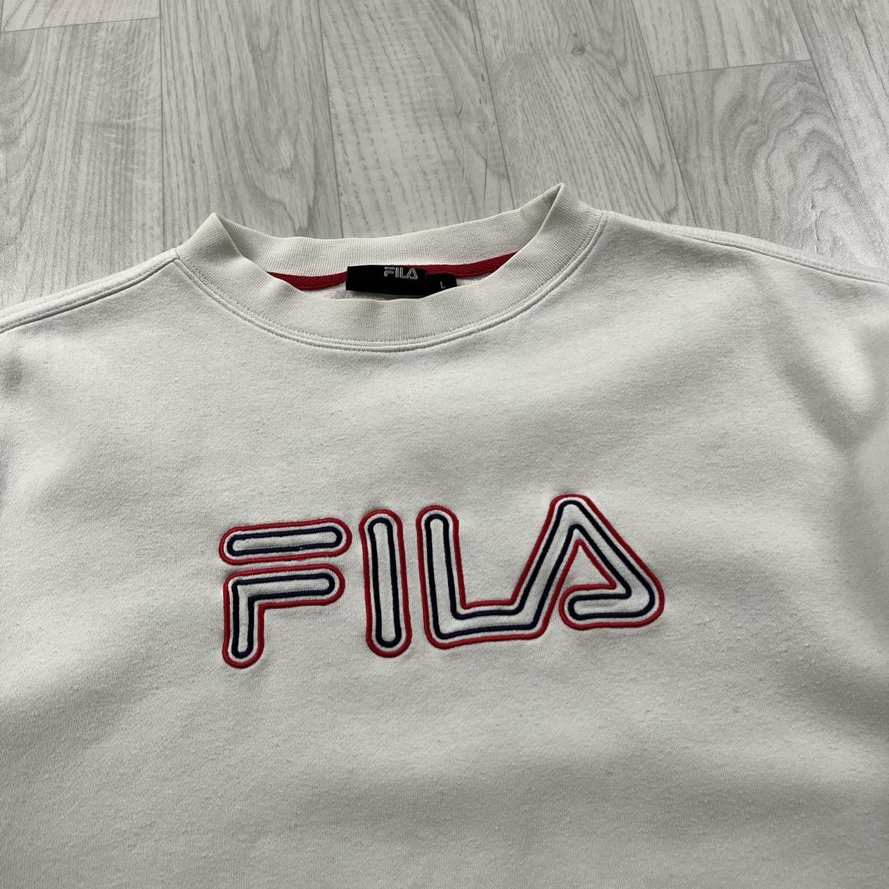 VINTAGE Y2K FILA SPELL OUT SWEATSHIRT WHITE
