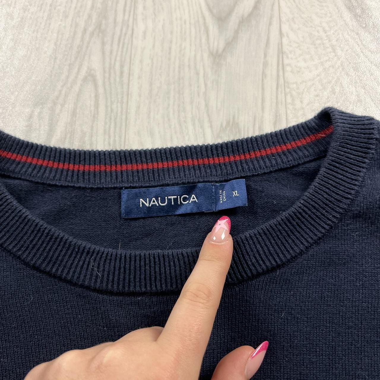 VINTAGE Y2K NAUTUCA STRIPED KNITTED JUMPER NAVY RED