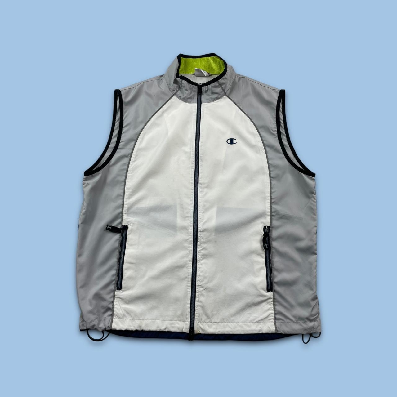 VINTAGE 00s CHAMPION LIGHTWEIGHT BODY WARMER VEST JACKET WHITE