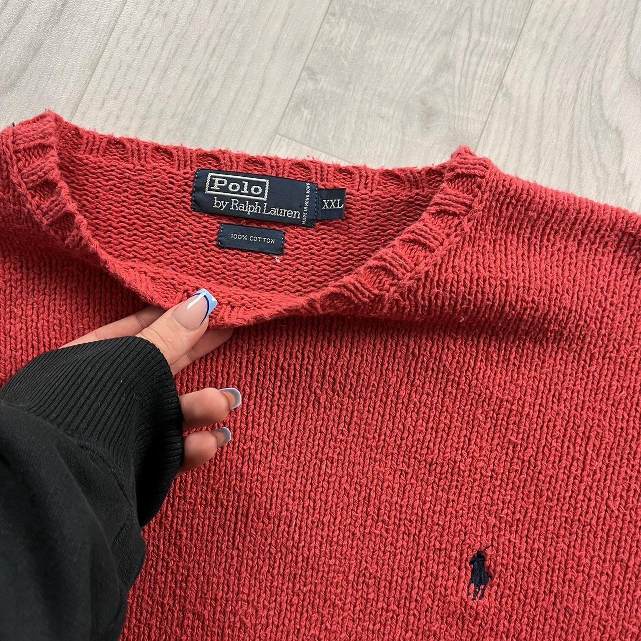 VINTAGE Y2K POLO RALPH LAUREN CHUNKY KNITTED JUMPER RED